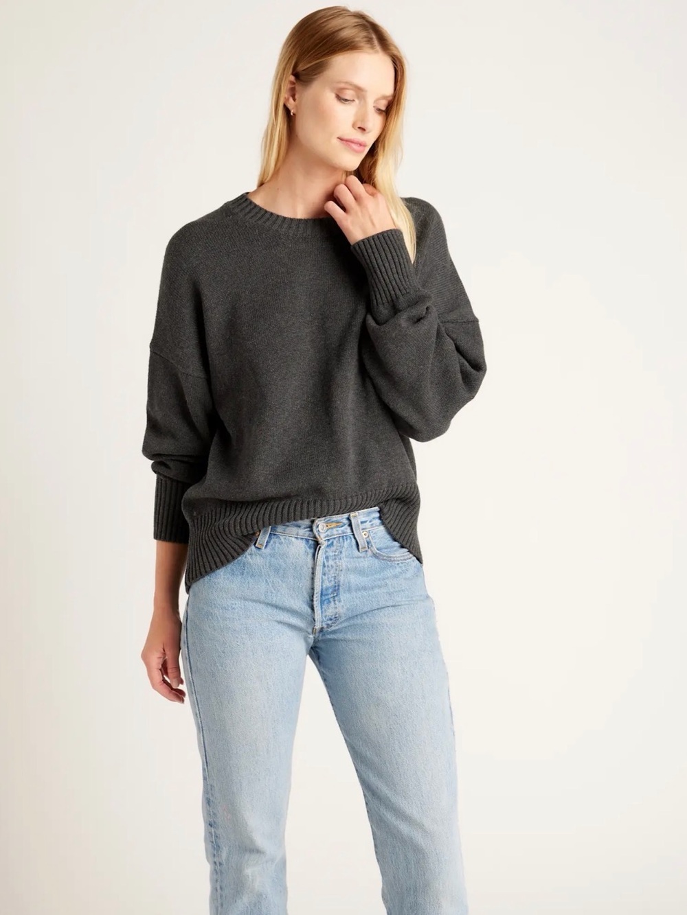 Quince Charcoal Crewneck Sweater